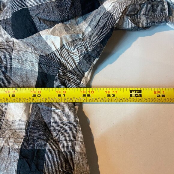 Habitat Women L Tunic Top Button Up Black White Plaid Lightweight Minimalist - Picture 7 of 9